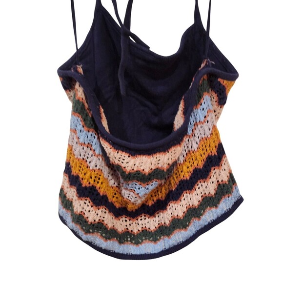 American Eagle Crochet Knit Halter Top Tie Neck SIZE XL Chevron Lined Front - Picture 3 of 10